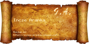 Incze Aranka névjegykártya